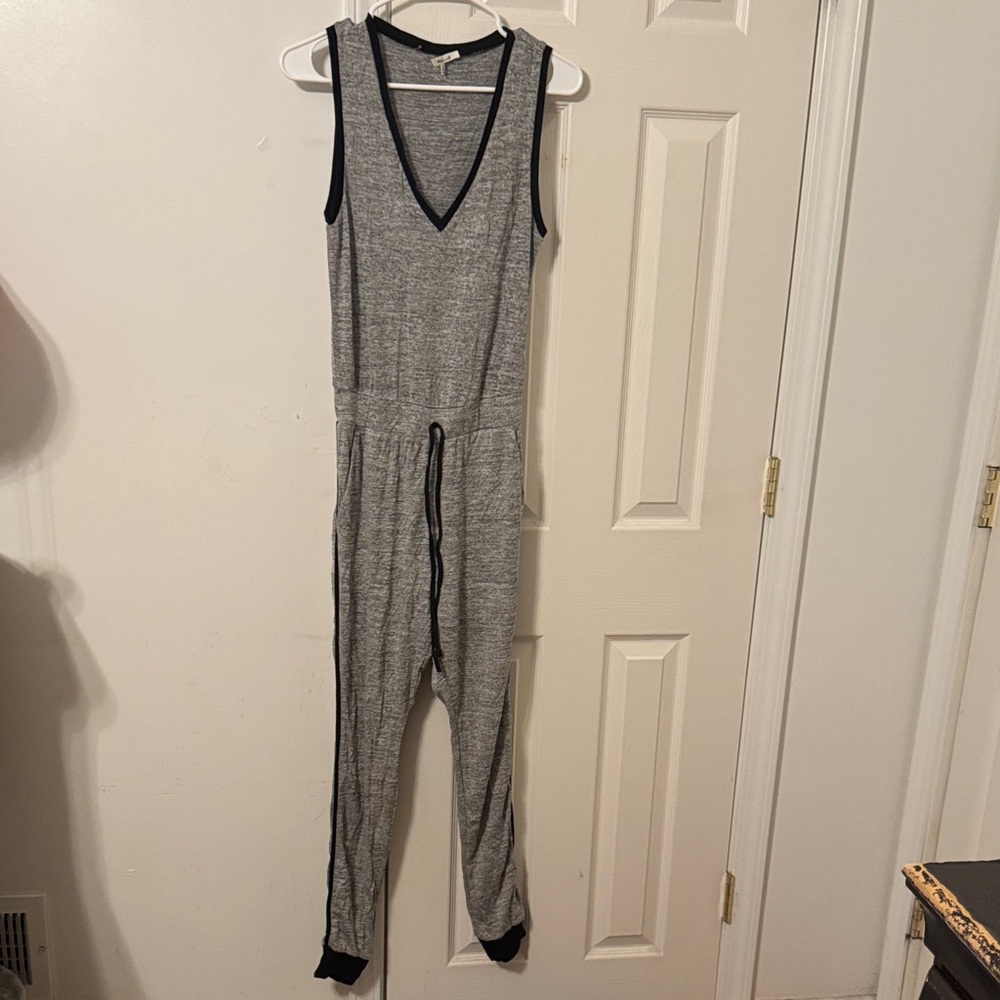 Bleuh Ciel Heather Gray Jumpsuit with Black Trim